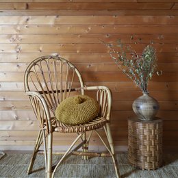 LENKA MUSTARD round crochet cushion