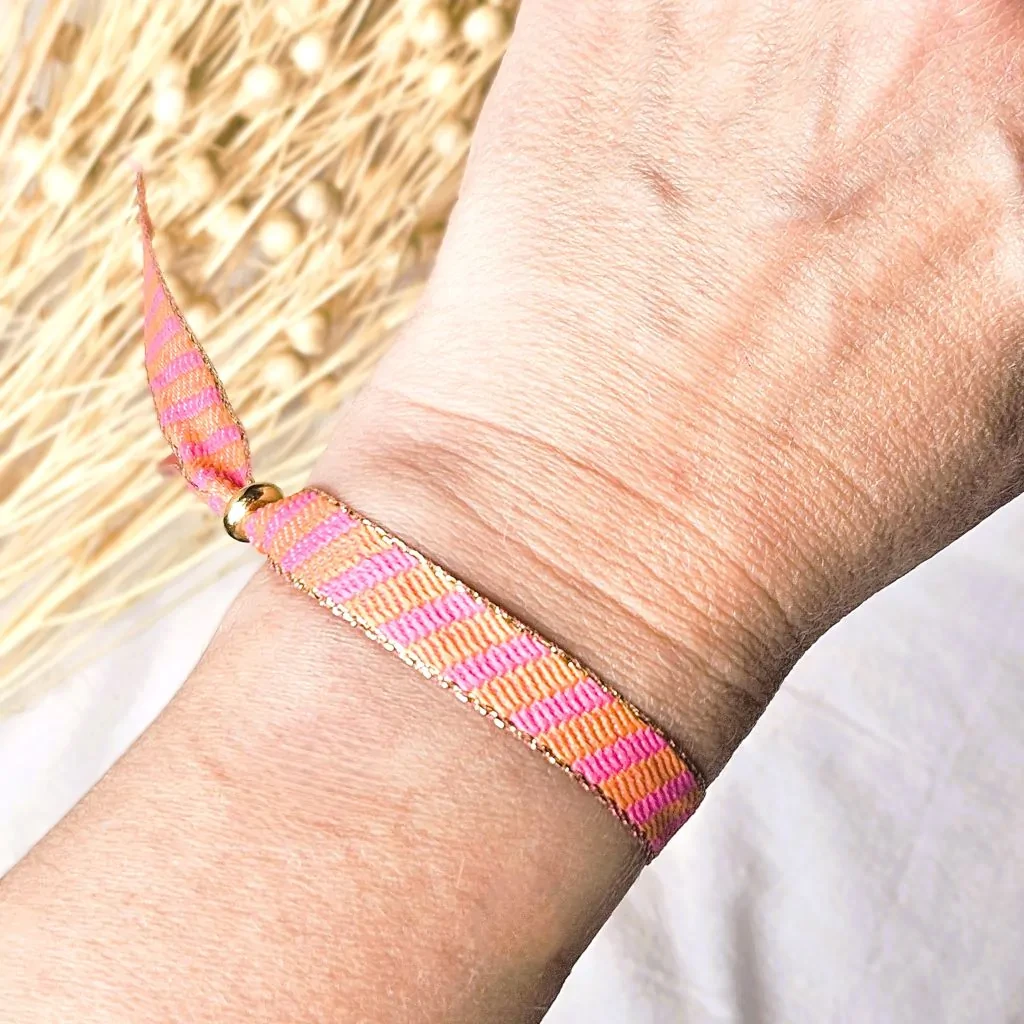 Bandarmband gestreift rosa/orange