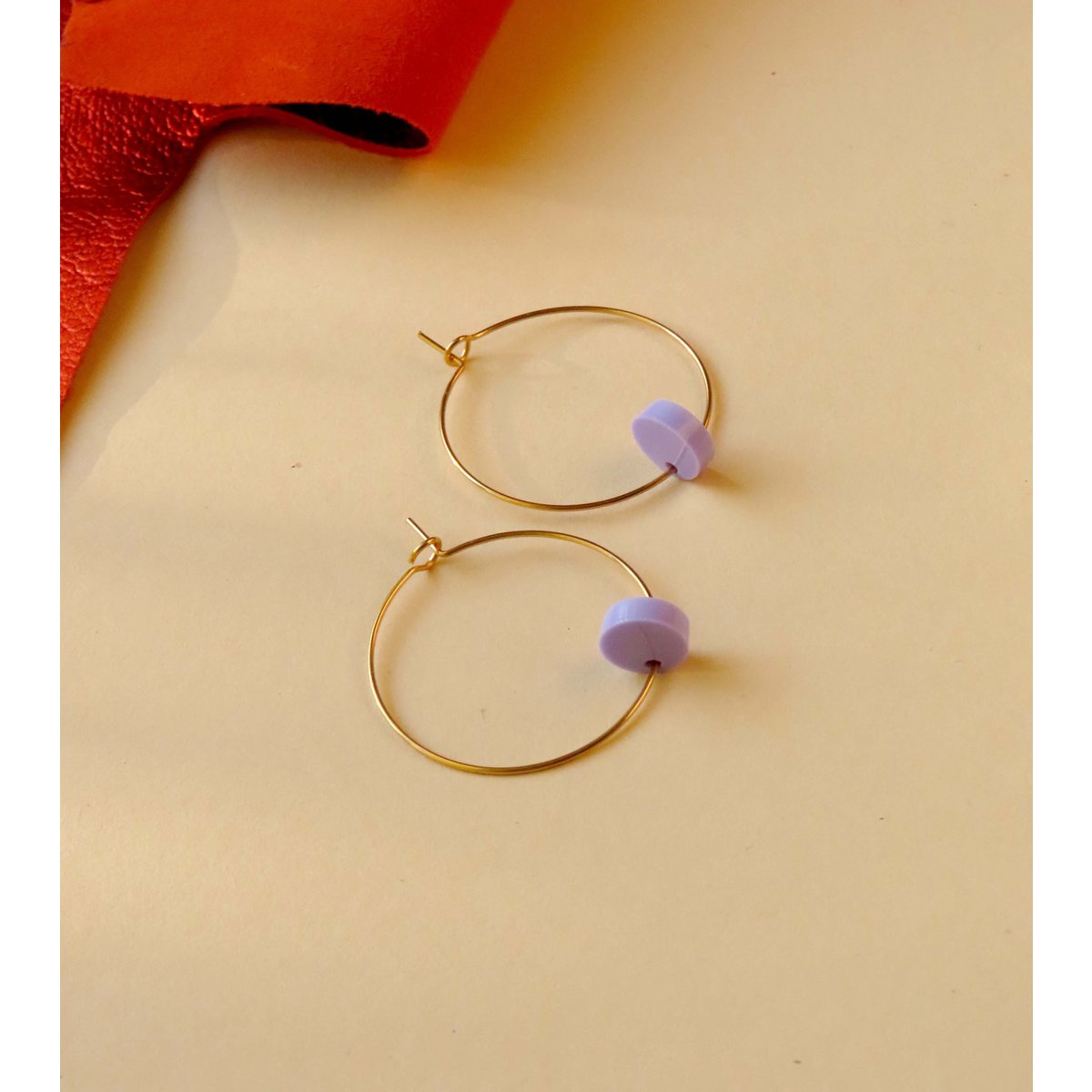 Lilac Dots Hoops made of stainless steel