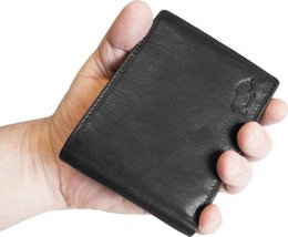 Wallet men's black rfid anti skim real leather