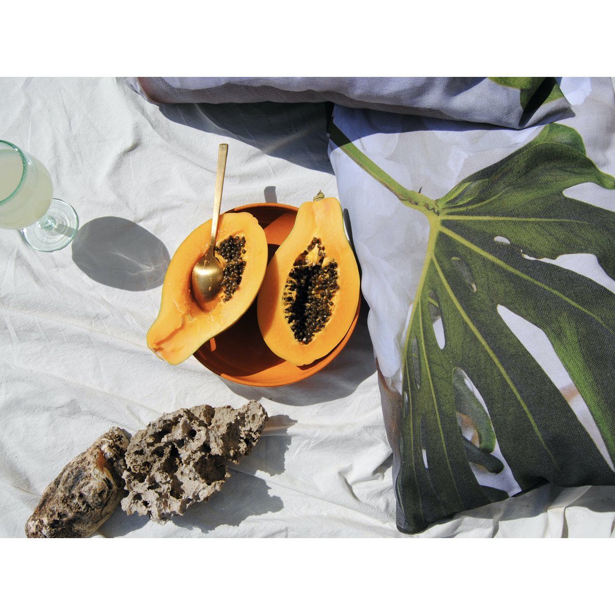 Cloudy Monstera - outdoor pillow + filling
