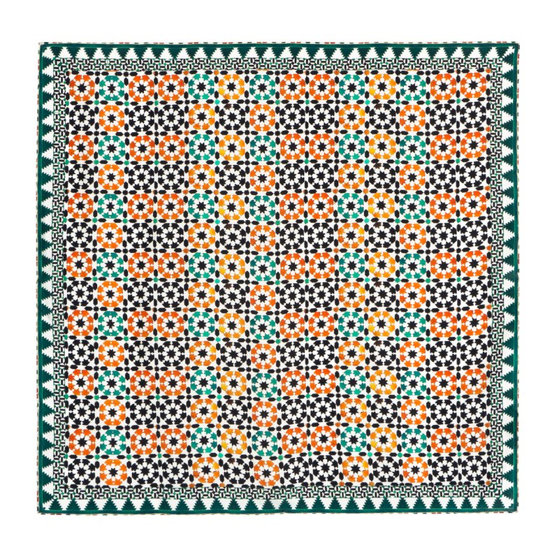 Islamic Art Square Silk Scarf Sabika Green