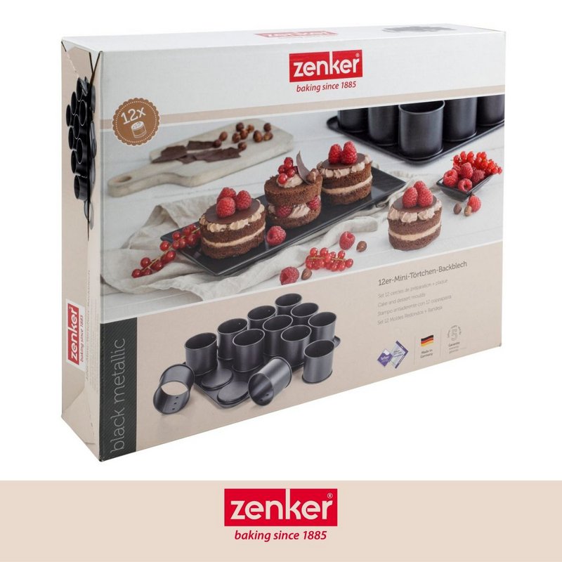Bandeja de horno 12 moldes mini redondos extraíbles Zenker Negro Metalizado
