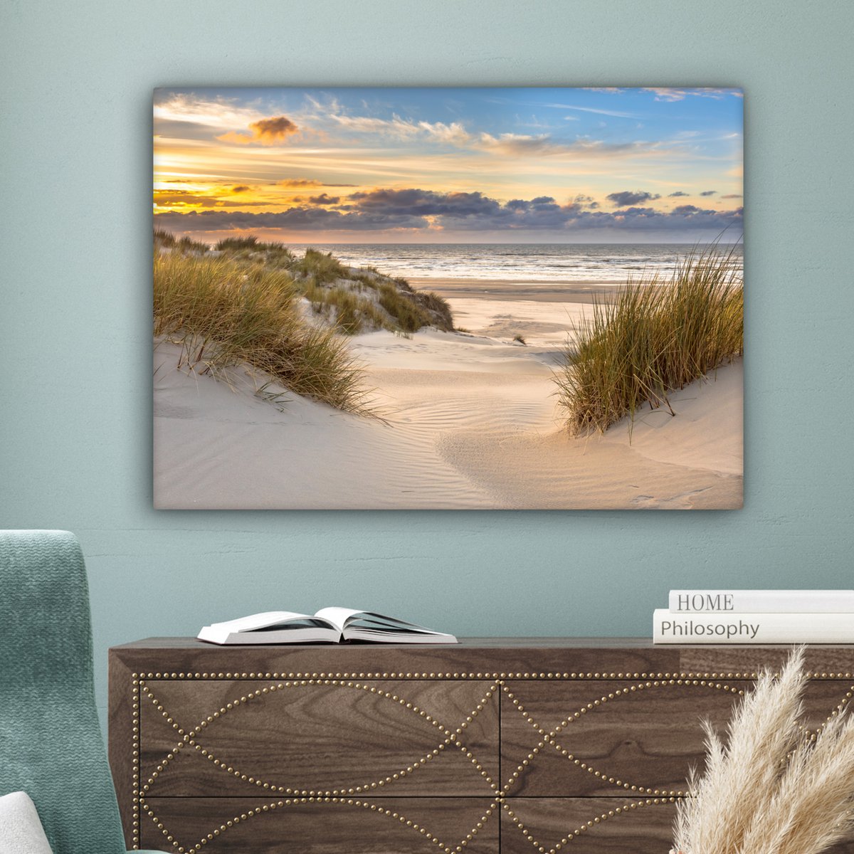 Pintura de lona - Decoración de la pared Beach - Dune - Grass - Sunset - Sala de decoración de la pared - Decoración del dormitorio - Accesorios de habitaciones - Pinturas sobre lienzo