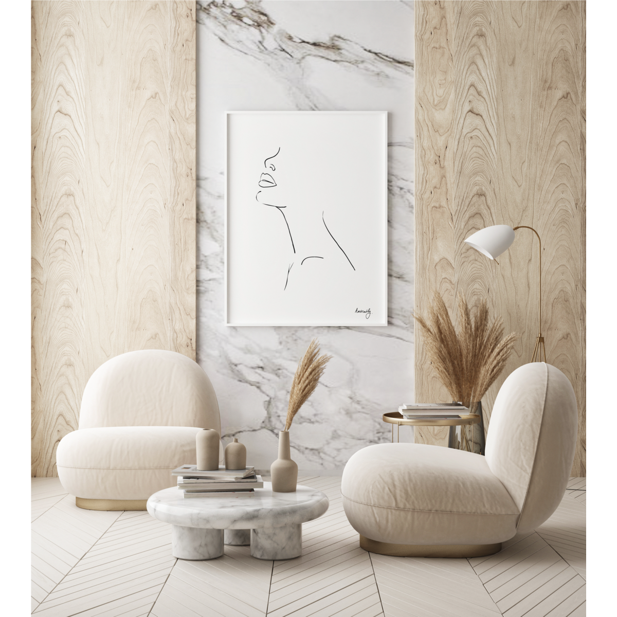 Cherish Me Now - Femme Sculpture Line Art Print