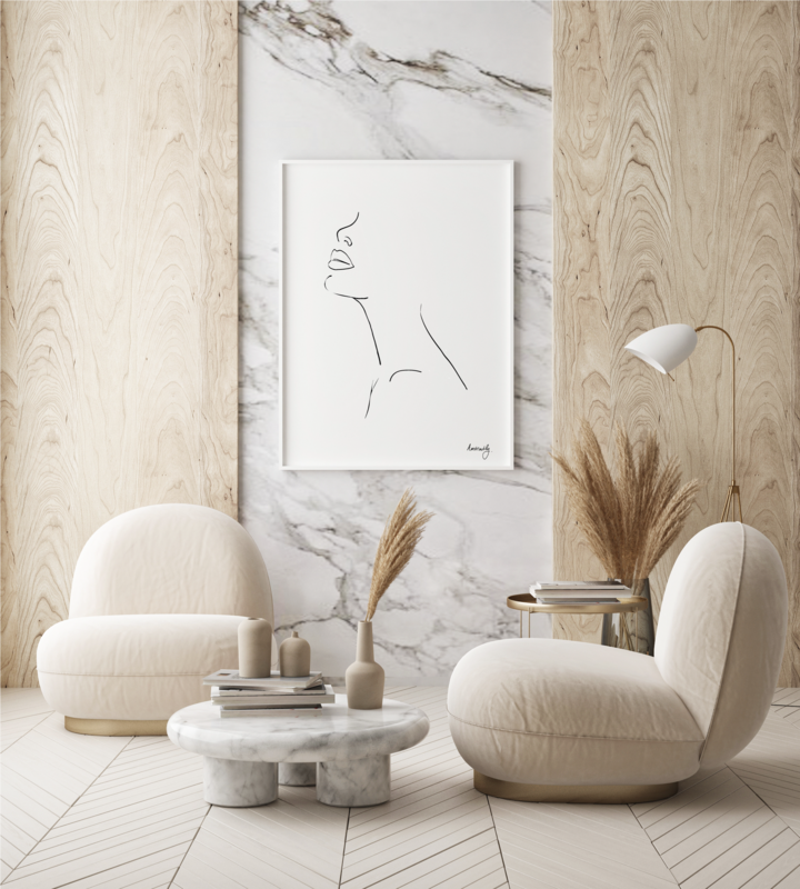 Værd om mig nu - Kvindeskulptur Line Art Print