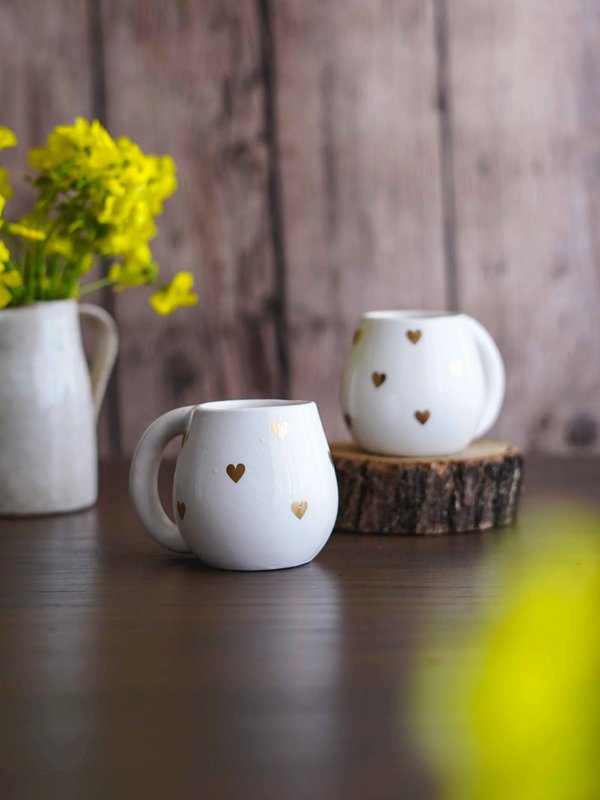 Golden Hearts Mug - Håndlavet keramik lavet i Portugal