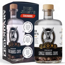 Aged gin barrel chips, made in Portugal, for creating your own aged gin. Includes oak barrel chips infused with botanicals for a unique flavor profile.