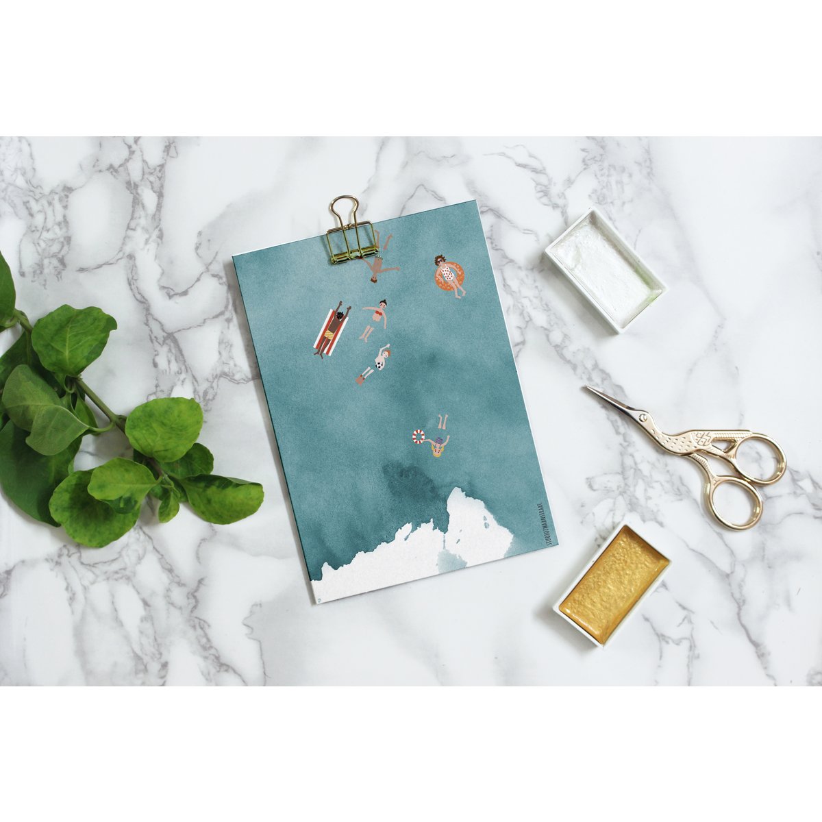 postcard 'swimming'