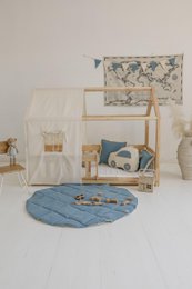 Canopy over bed in the shape of a house "Raw cotton", baby crib house, Decoration for boys's room, minimalist baby room, bohemian room decor