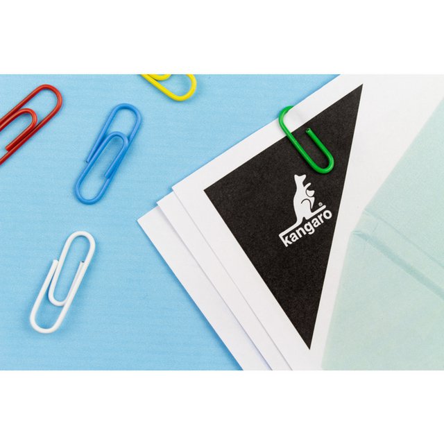 Paper clips Kangaro 25 mm in box around 200 pieces, assorted colours