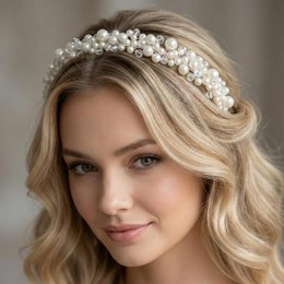 Pearl crystal tiara for elegant bridal hairstyles