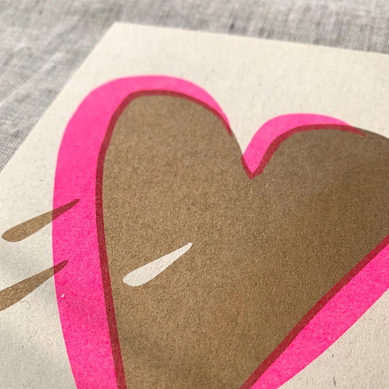 Postkarte / Herz mit Tropfen / Risographie