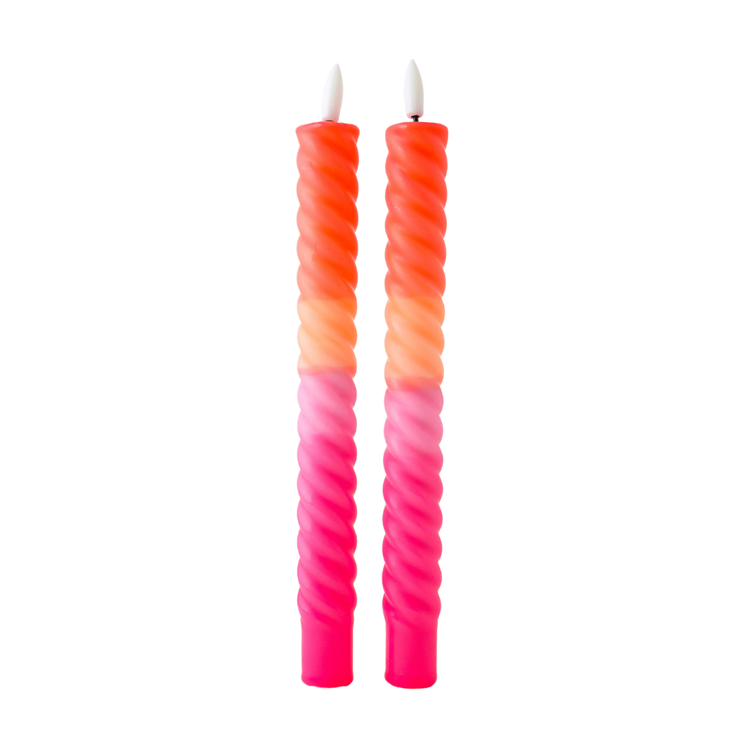 LED Swirl Kaars Pink Orange - Sæt med 2