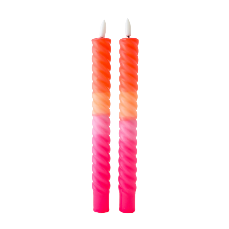 LED Swirl Kaars Pink Orange - Sæt med 2