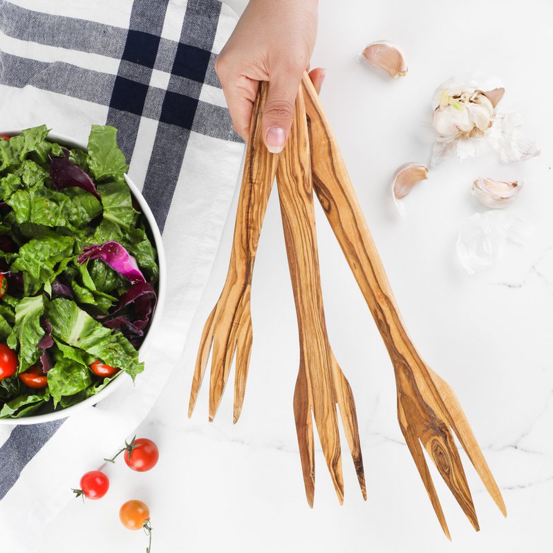 Olive Wood Salad Fork – Handmade Natural Wooden Utensils
