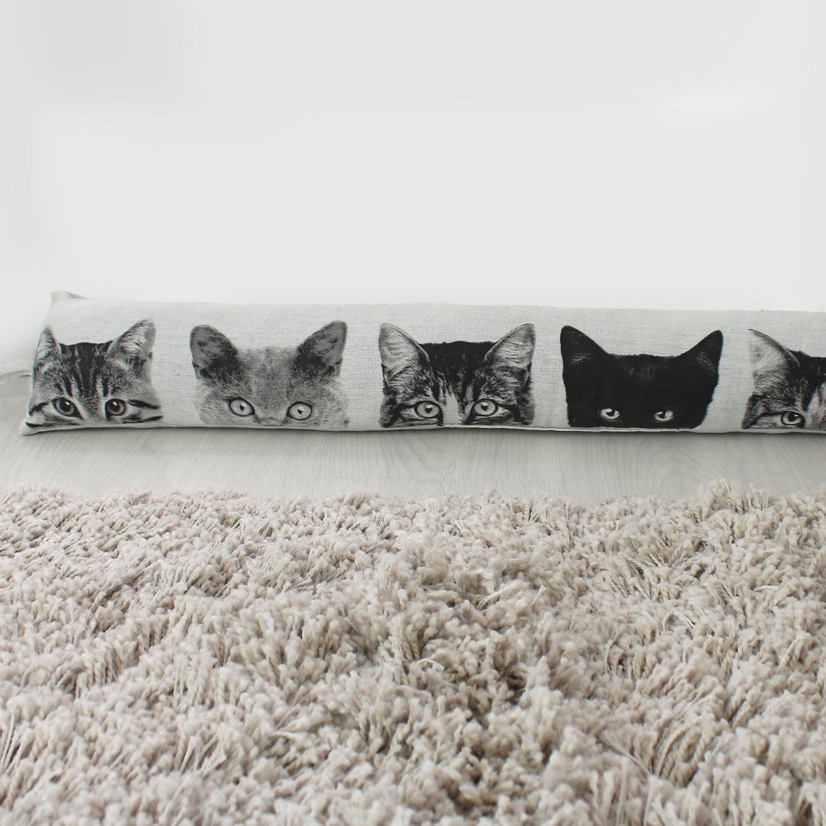 Boudin de porte Chats, 90x15cm, Ecru, Collection Vickie
