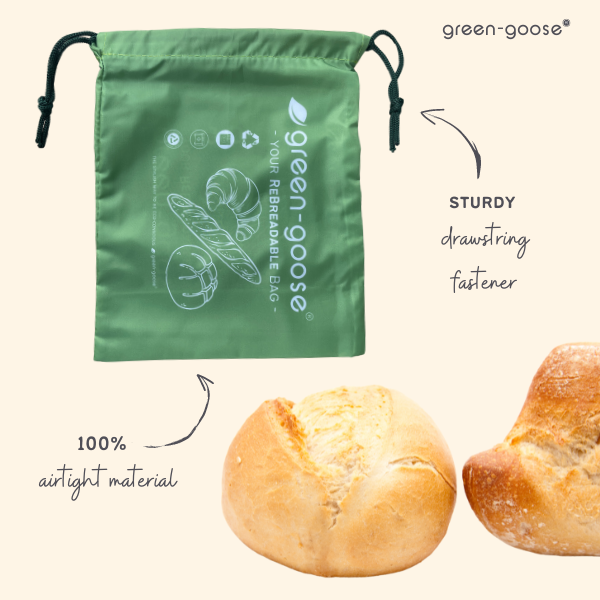 green-goose Sacchetti per panini riutilizzabili in rPet - 2 pezzi - 25x20 cm
