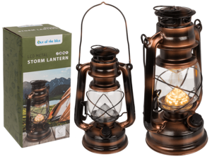 LED metalen stormlantaarn, 15 x 25 cm, voor 2 x