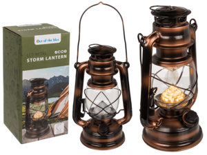 LED metalen stormlantaarn, 15 x 25 cm, voor 2 x