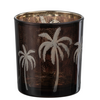 J-Line theelichthouder Palmboom - glas - bruin - small