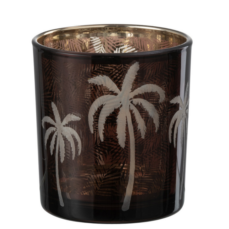 Photophore J-Line Palmier - verre - marron - petit