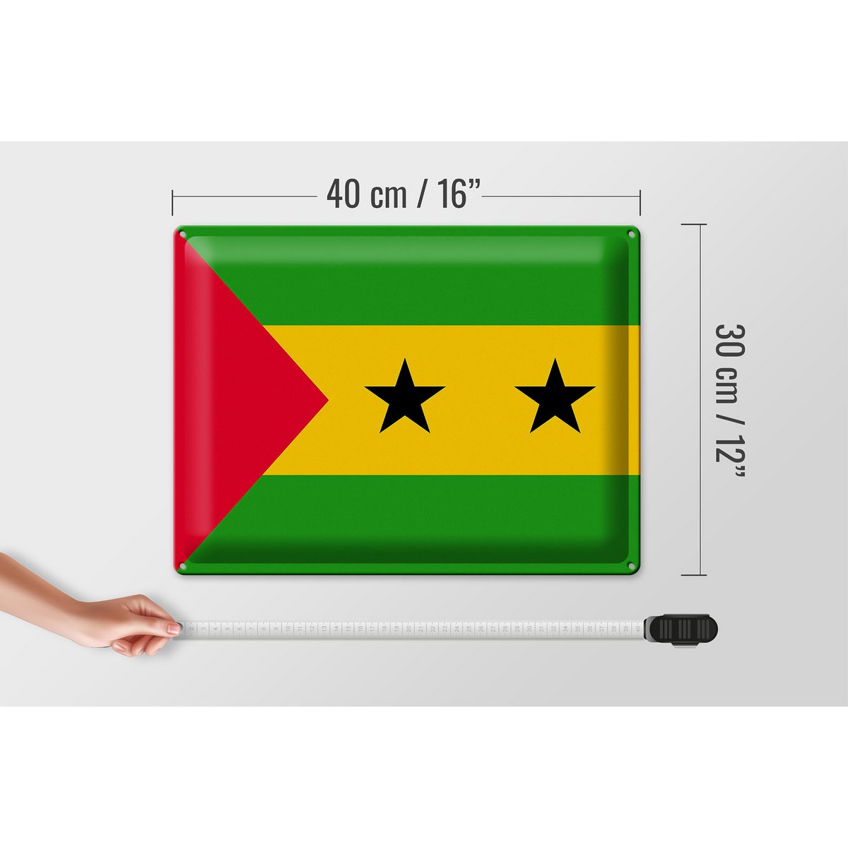 Blechschild Flagge São Tomé and Príncipe 40x30cm São Tomé