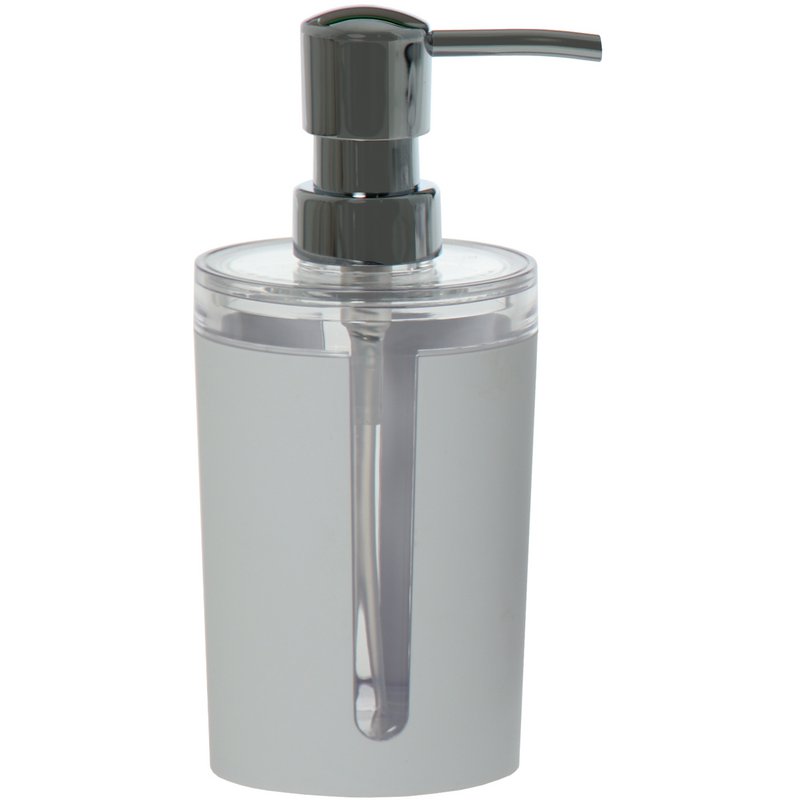 HVID/TRANSPARENT AKRYL BADEVÆRELSESDISPENSER _°8,5X17,5CM LL87081