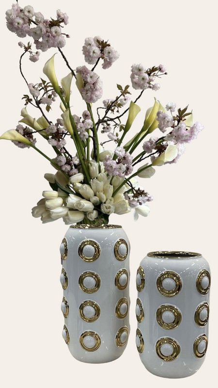 Gyldne 4-cirkel vase (CV11617-14WIT)