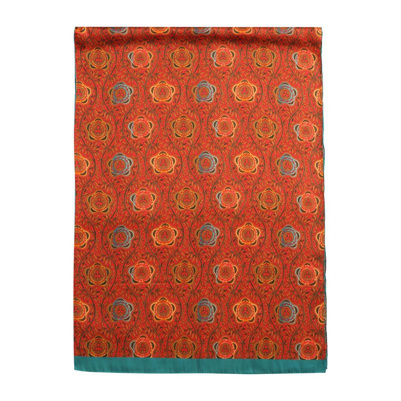 Rødt og blåt tørklæde med blomsterprint Marigold