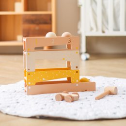 KIAN Family: Wooden knocking bench with ball and car racing track