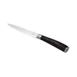LAGUIOLE, sæt med 4 bøfknive, skarpe knive, udskæringsknive, bordbestik, klinge i rustfrit stål, Pakka træskaft, brun