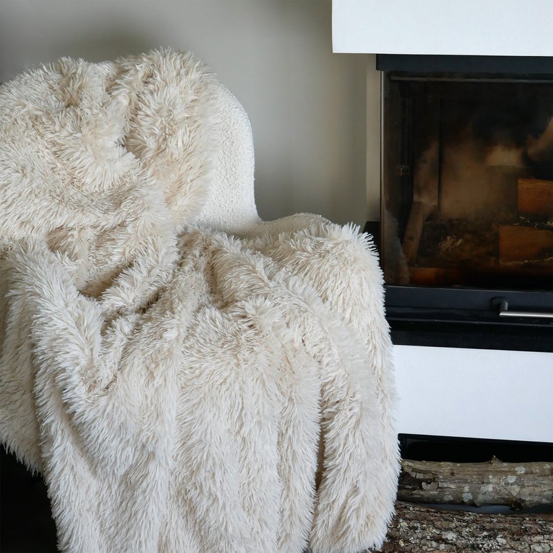 Langluvet imiteret pelskast 130x170cm 450g/m² - Lys beige Longwool
