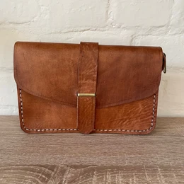 Håndlavet marokkansk læder Crossbody - Jordbrun