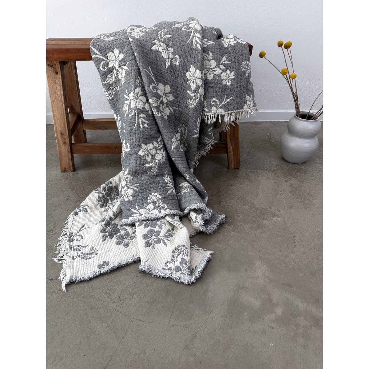 Muslin blanket - ROSE - gray-white - 2.20 x 2.50 m fair