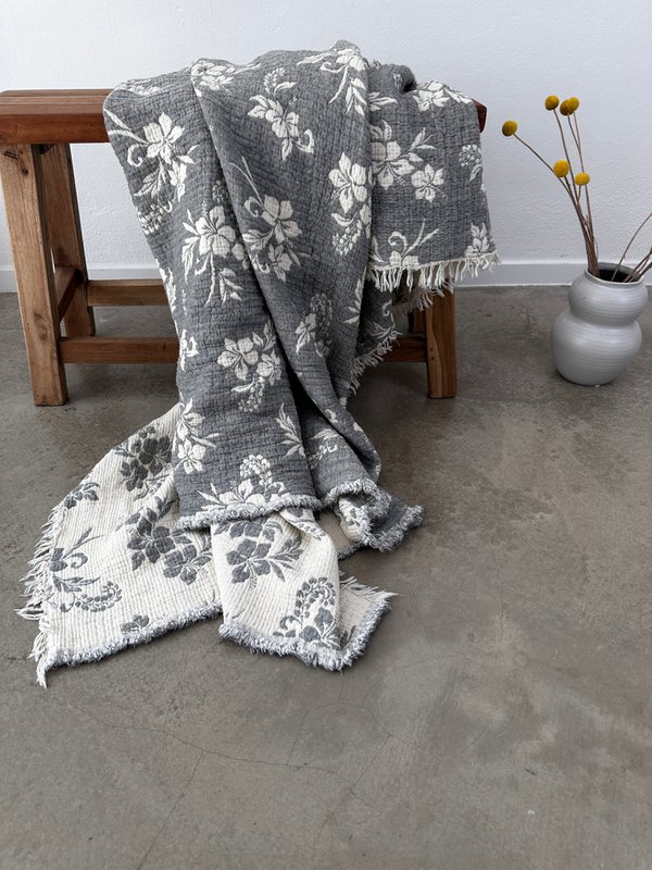 Muslin blanket - ROSE - gray-white - 2.20 x 2.50 m fair
