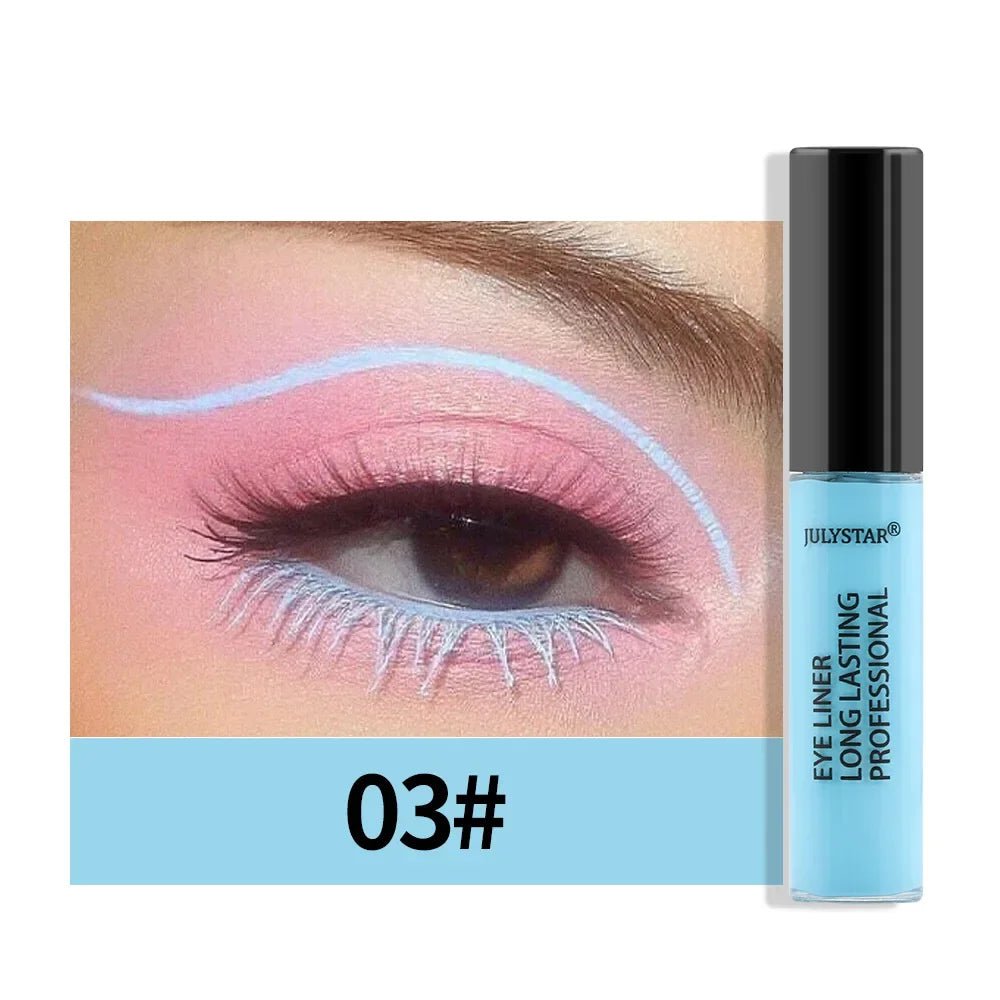 8 kleuren eyeliner vloeibaar potlood waterdicht gemakkelijk te dragen make-up matte eyeliner blauw roze groen wit zwart paars geel eyliner