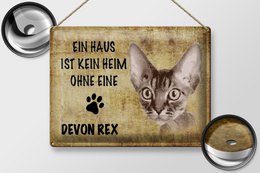 Metal sign saying 40x30cm Devon Rex cat without no home