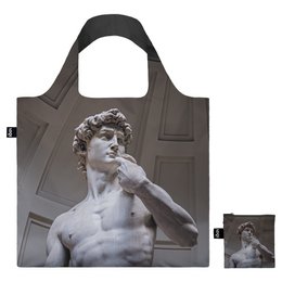  "Large recycled shopping bag, gray, David sculpture design, art print, foldable tote"