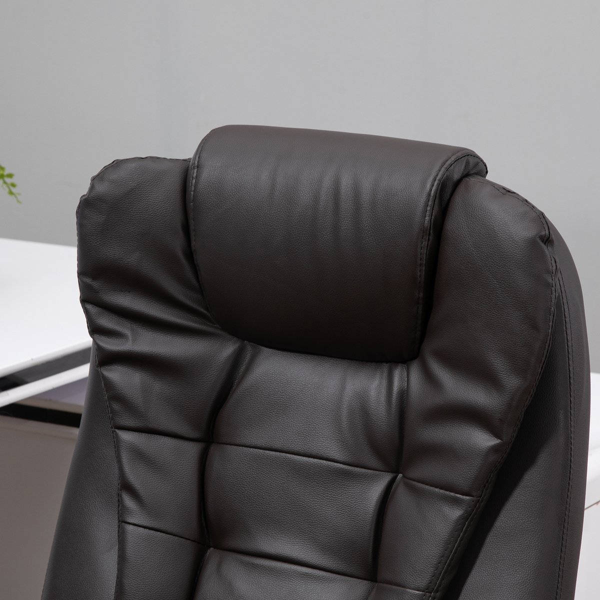 Silla de oficina con función de masaje, función de calor, altura regulable, función de inclinación, silla de oficina de masaje, blanco crema + negro