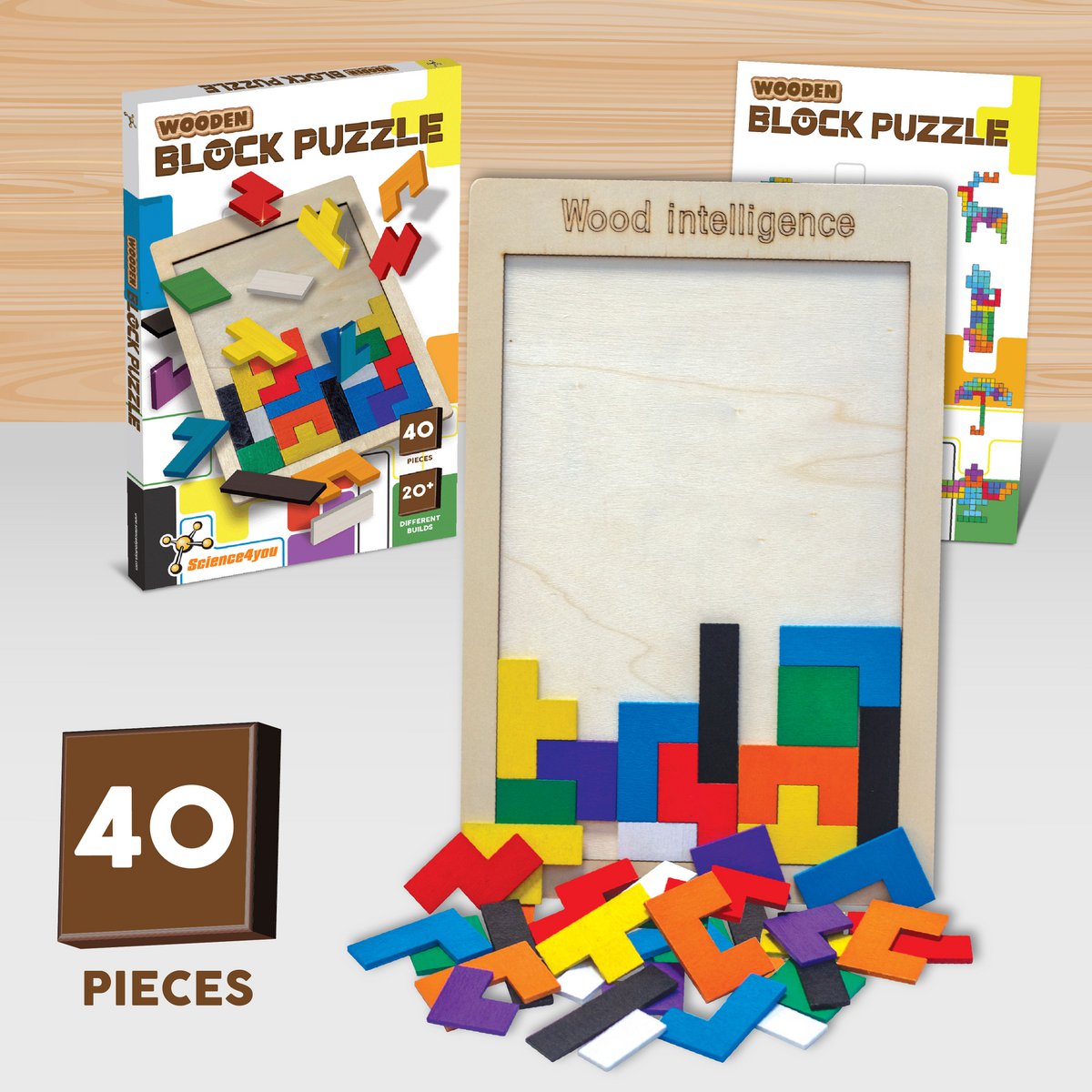 Tetris Holzspielzeug für Kinder (7 Sprachen)
