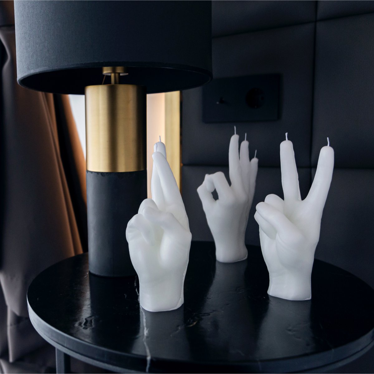 Crossed Fingers Candle White