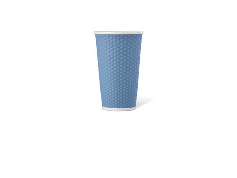 Porcelain cup LAP 450ml with silicon. grip honeycomb Blue
