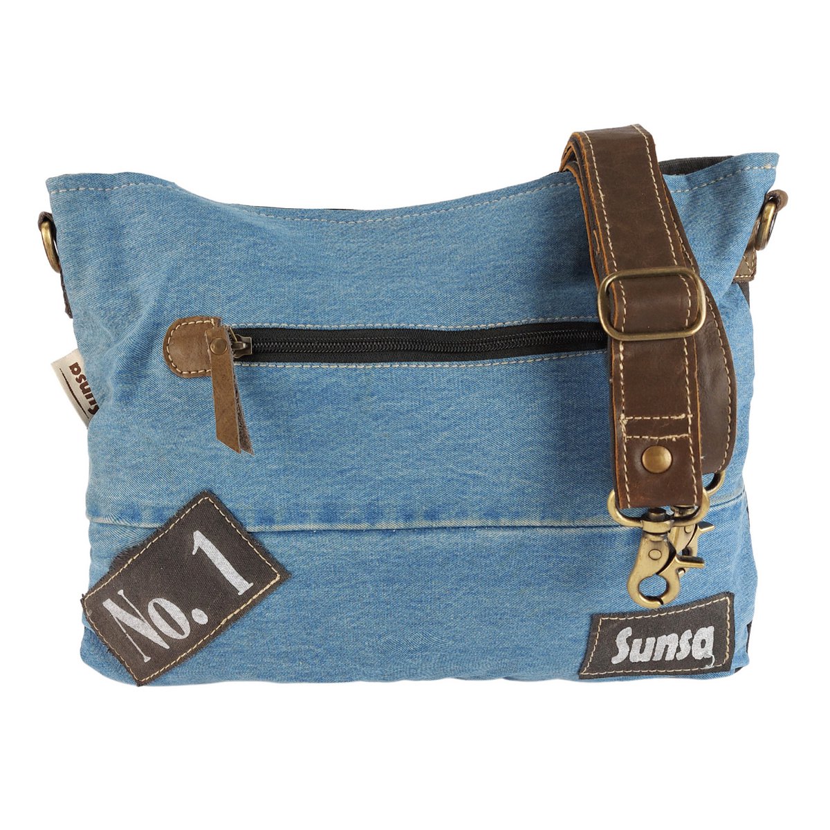 Sac bandoulière femme Sunsa. Sac bandoulière en jean et toile upcyclés. Sac à main style rétro vintage. Sac bandoulière pour femme.