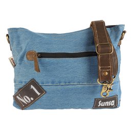 Sac bandoulière femme Sunsa. Sac bandoulière en jean et toile upcyclés. Sac à main style rétro vintage. Sac bandoulière pour femme.