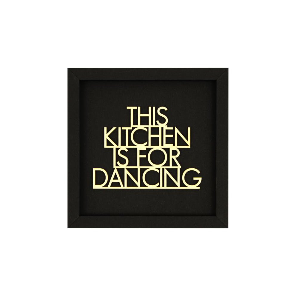 DEZE KITCHEN IS FOR DANCING_S- kaartmagneet met houten letters