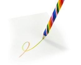 Multicolored pencil with a spiral pattern, suitable for creative and artistic use.
