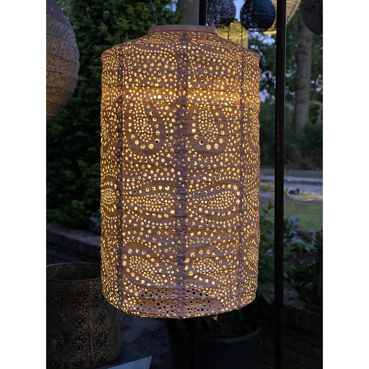 Lumiz Solar Lampion Paisley Cylinder - 18 cm - Roze