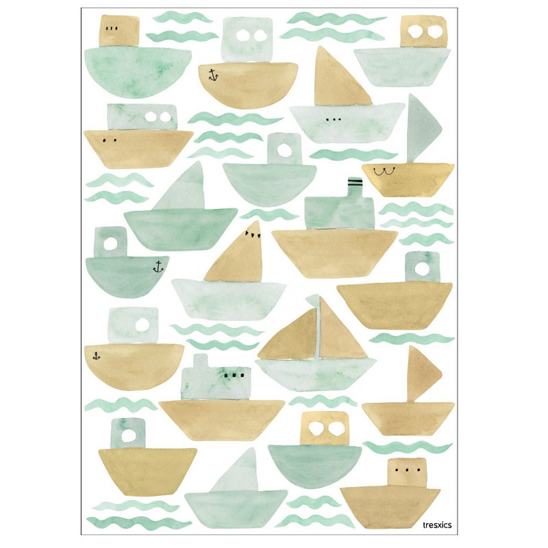 Akvarel både wallsticker