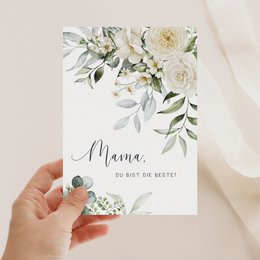 Mors dag kort A6 lykønskningskort blomster